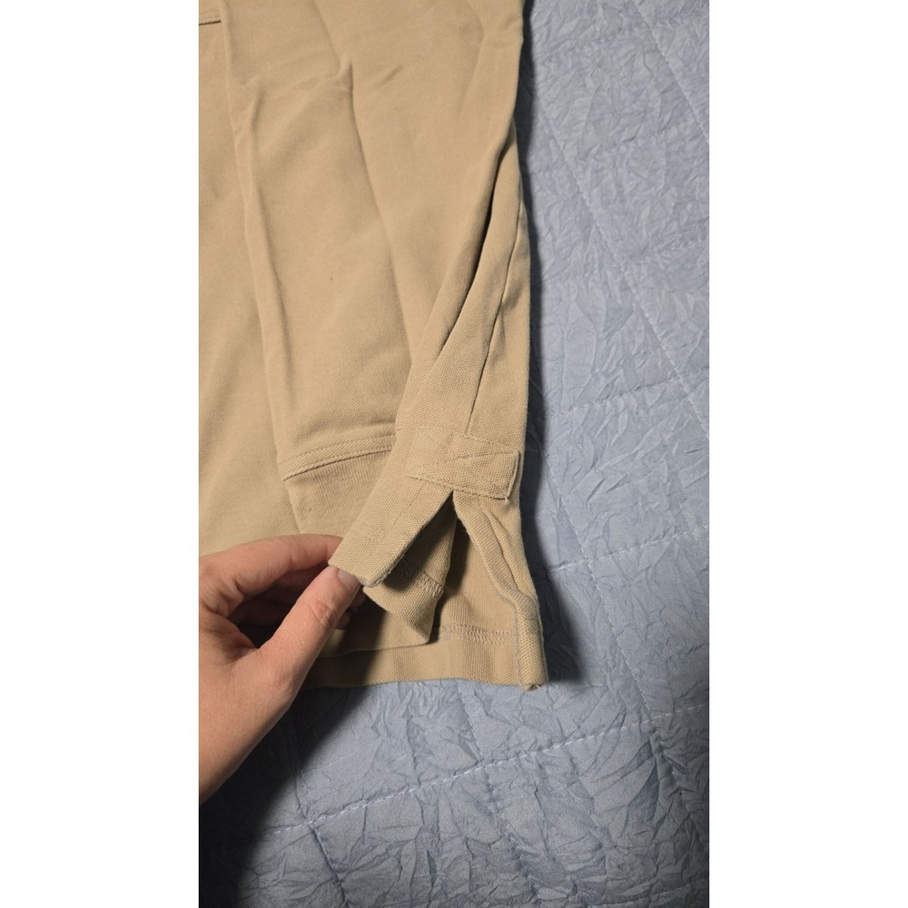 Duluth Trading Co Mens Long Sleeve Polo Shirt XL Tan Cotton Pocket Pin Hole - Picture 3 of 6